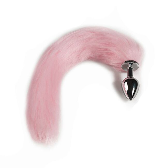 RABO DE RAPOSA ROSA COM PLUG TAMANHO P