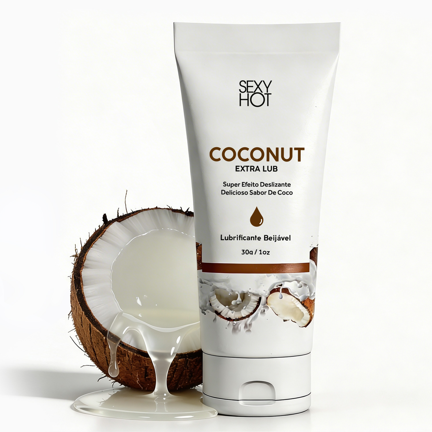 LUBRIFICANTE VEGANO EXTRA DESLIZANTE COMESTIVEL SABOR COCO