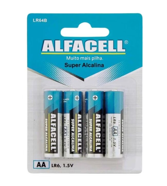 PILHA AA ALCALINA ALFACELL DURA 10X MAIS 4UN