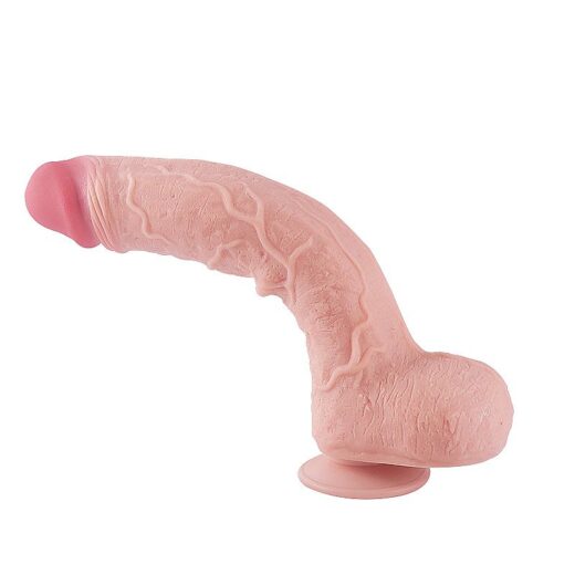 PENIS GIGANTE DUPLA CAMADA PELE MOVEL 33X6CM ULTRA REALISTICO COM VENTOSA REMOVIVEL BEGE - Image 3