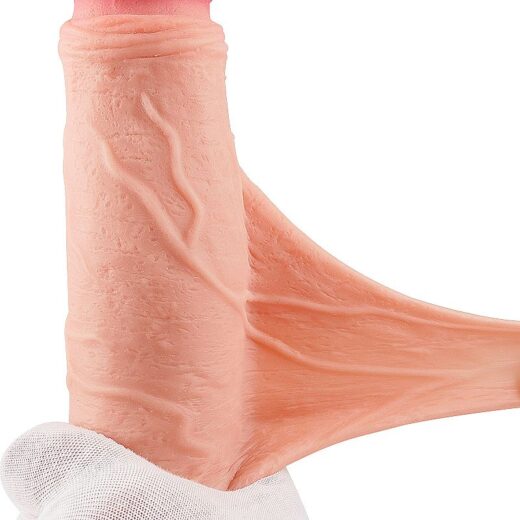 PENIS GIGANTE DUPLA CAMADA PELE MOVEL 33X6CM ULTRA REALISTICO COM VENTOSA REMOVIVEL BEGE - Image 6