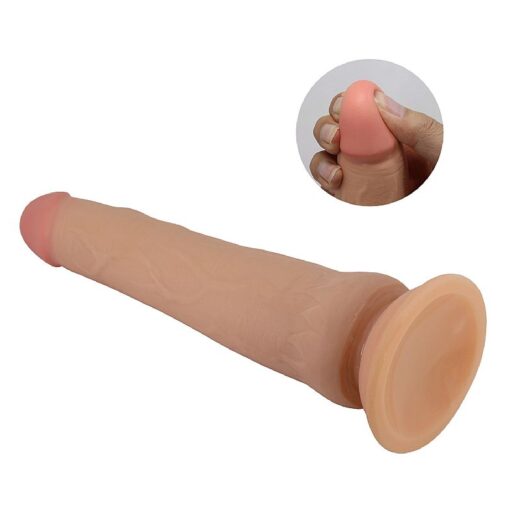 PENIS DUPLA CAMADA PELE MOVEL ULTRA REALISTICO FLEXIVEL COM VENTOSA 25X4,5CM BEGE - Image 5