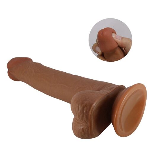PENIS DUPLA CAMADA PELE MOVEL ULTRA REALISTICO FLEXIVEL COM VENTOSA 22X4CM MARROM - Image 6