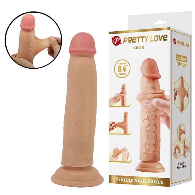 PENIS DUPLA CAMADA PELE MOVEL ULTRA REALISTICO FLEXIVEL COM VENTOSA 21,4X4,4CM BEGE