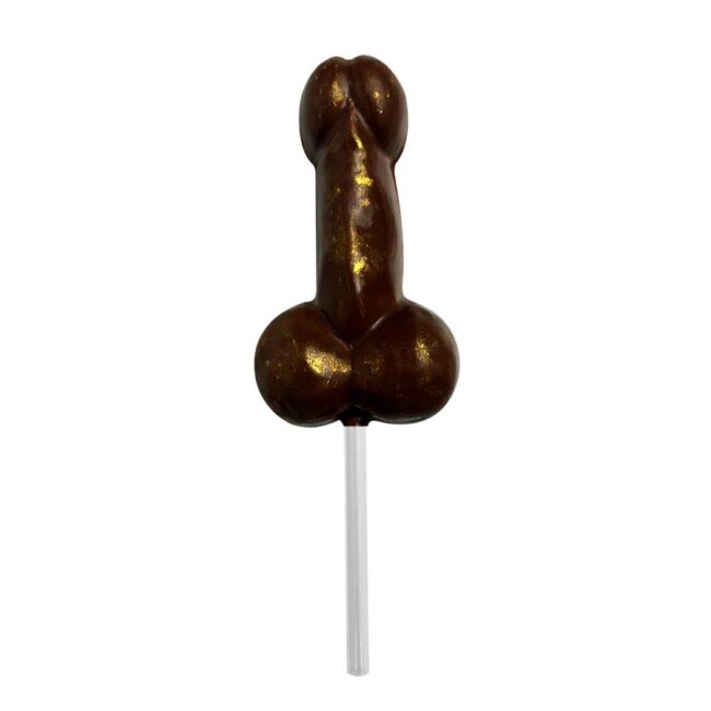 PIRULITO DE CHOCOLATE EM FORMATO DE PÊNIS COM GLITTER
