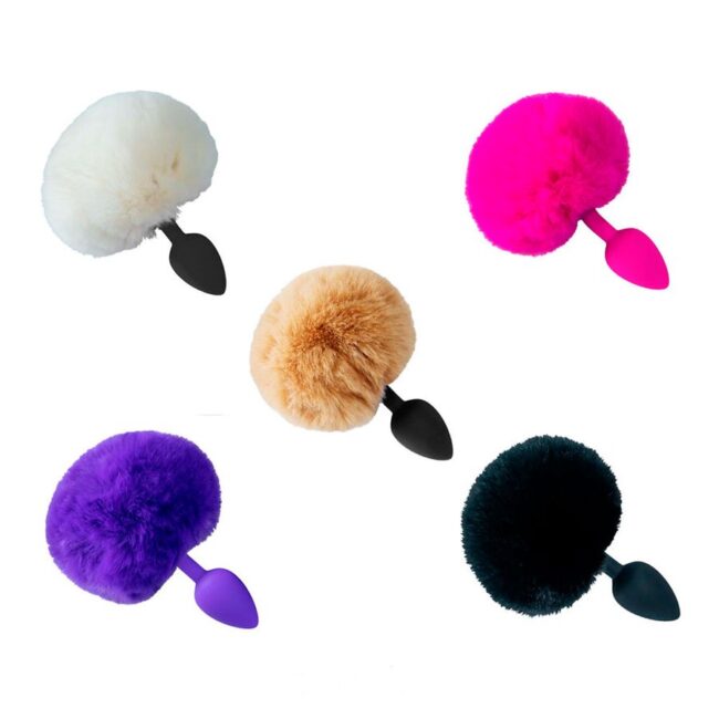 PLUG ANAL SILICONE POMPOM COELHINHO TAM P CORES