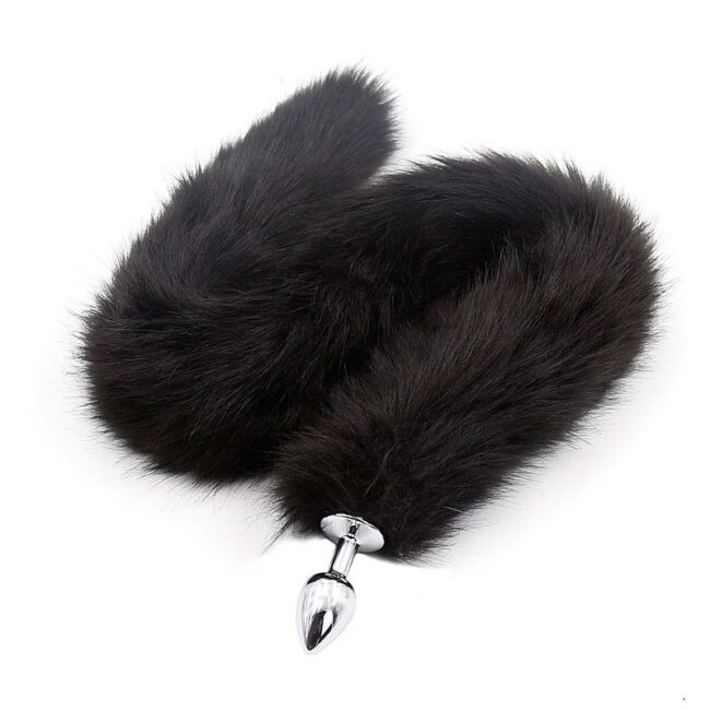 PLUG ANAL RABO RAPOSA PRETO LONGO 80CM