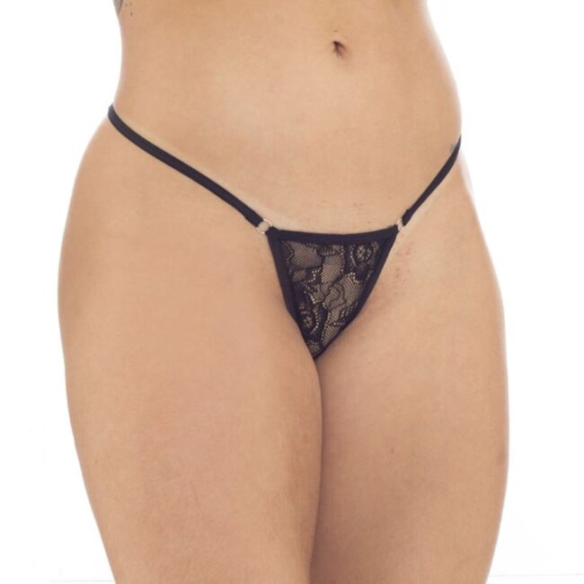 CALCINHA FIO DENTAL RENDA PRETA