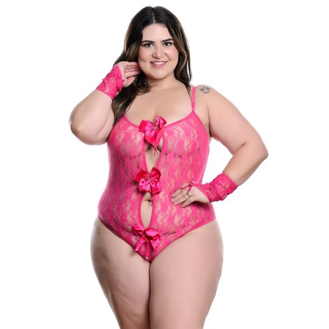 BODY LACINHO PLUS SIZE COM LUVAS