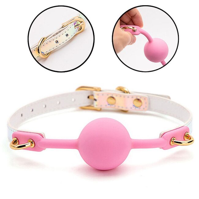 MORDAÇA LUXO BOLA EM SILICONE DE ALTA QUALIDADE ALÇAS FURTA COR