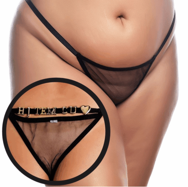 CALCINHA PLUS SIZE PERSONALIZAVEL PRETO
