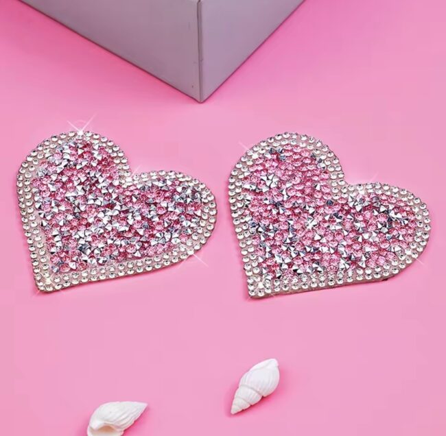 NIPPLE COVER MAMILOS CORACAO COM PEDRINHAS CRAVEJADAS