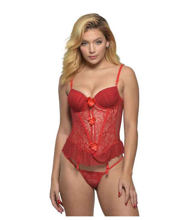 ESPARTILHO BOJO DRAPEADO E CALCINHA VERMELHO