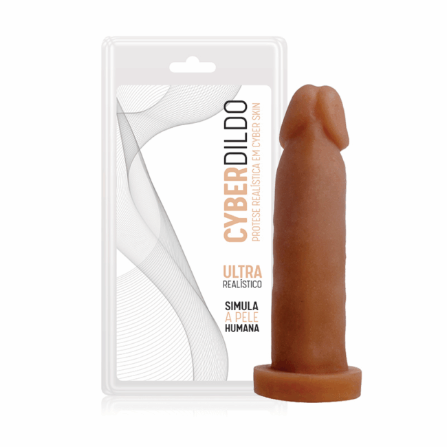 PENIS ULTRAMACIO EM CYBERSKIN 16X3,5CM MARROM COM VERTEBRA