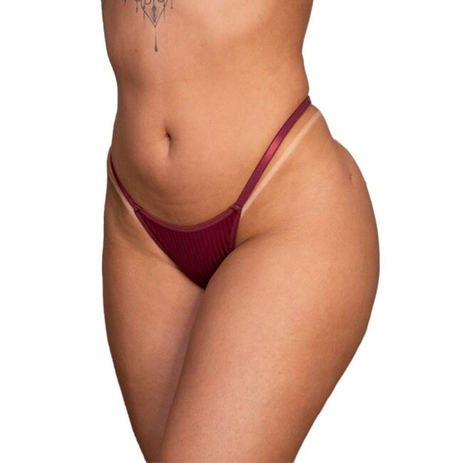 CALCINHA FIO CANELADA REGULÁVEL MARSALA