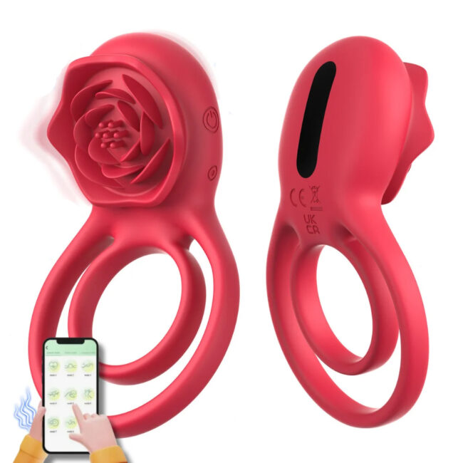 ANEL PENIANO E DE ESCROTO VERMELHO COM CONTROLE DE APLICATIVO