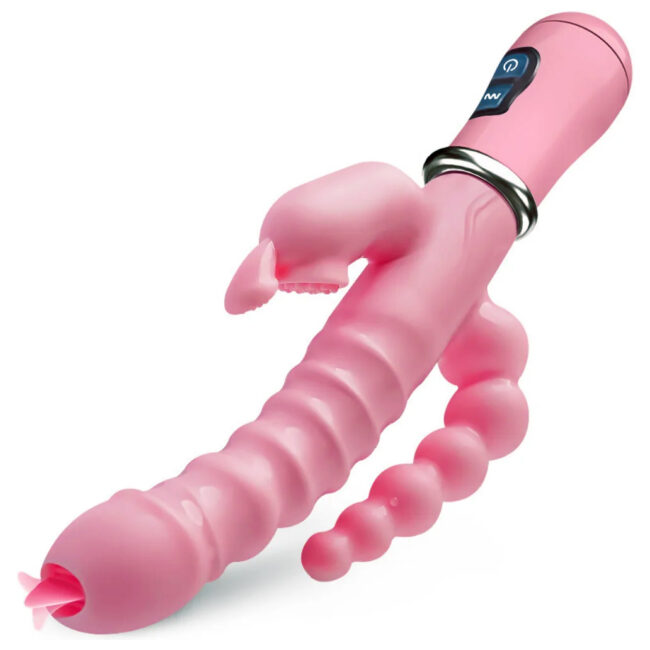 VIBRADOR TRIPLO ESTIMULO COM CERDAS 12 VIBRAÇÕES RECARREGAVEL