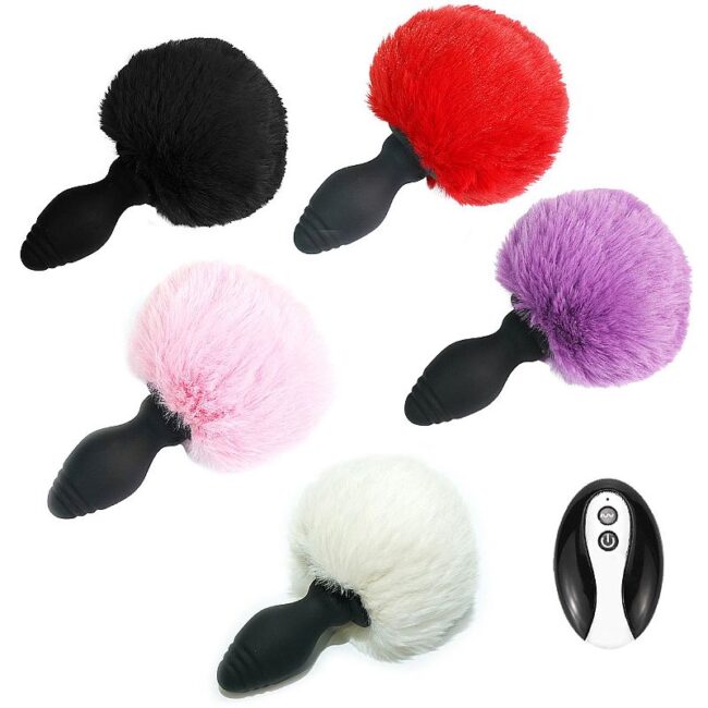 PLUG POMPOM TAMANHO M COM VIBRAÇÃO E CONTROLE