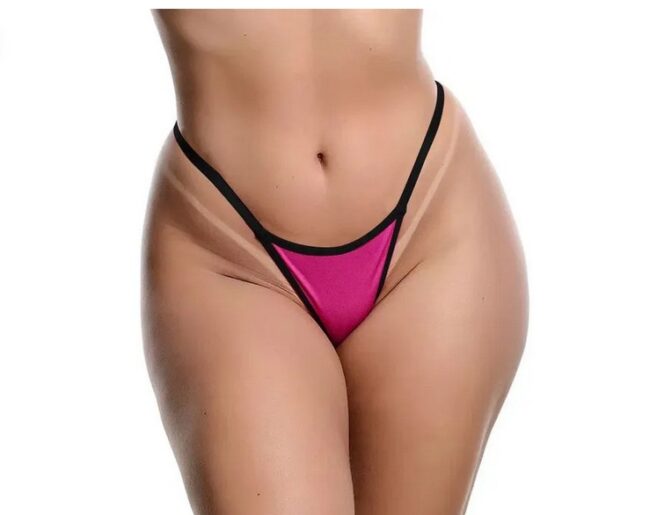 CALCINHA FIO DENTAL COM REGULAGEM PINK COM PRETO