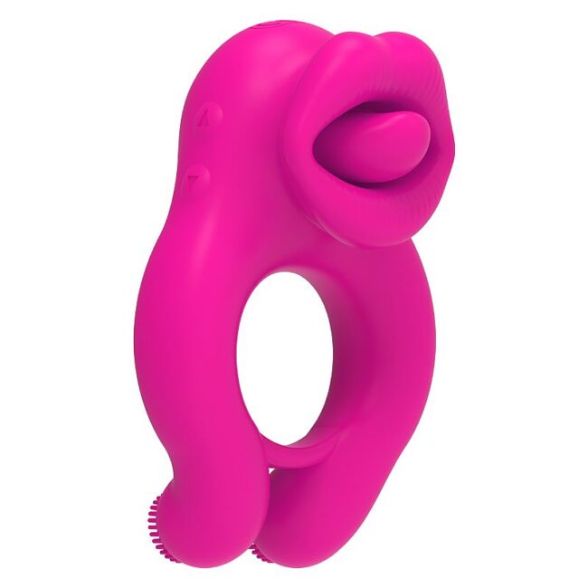 ANEL PENIANO RECARREGÁVEL COM ESTIMULADOR DE CLITORIS FORMATO LINGUA