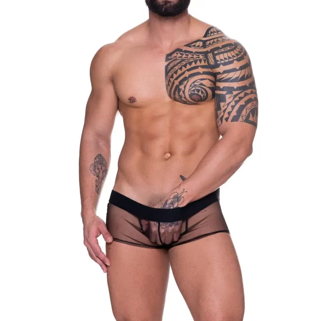 BOXER TULE PRETO TRANSPARENTE