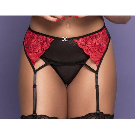 CINTA LIGA RENDADA PRETA E VERMELHA ALTA QUALIDADE COM CALCINHA 2