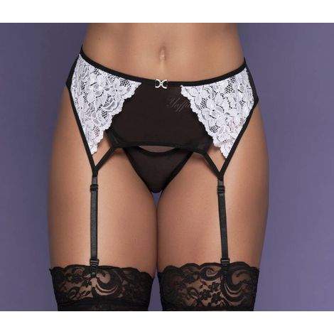 CINTA LIGA RENDADA PRETA E BRANCA ALTA QUALIDADE COM CALCINHA