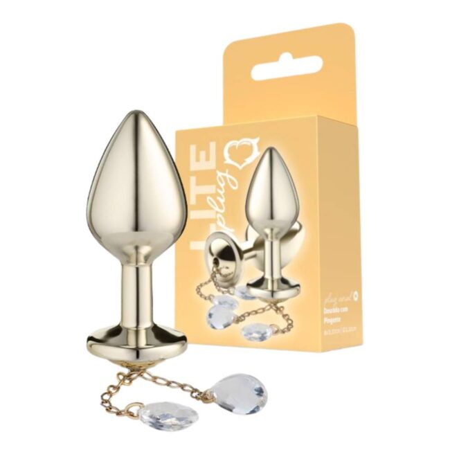 PLUG ANAL DOURADO TAMANHO M COM PINGENTE