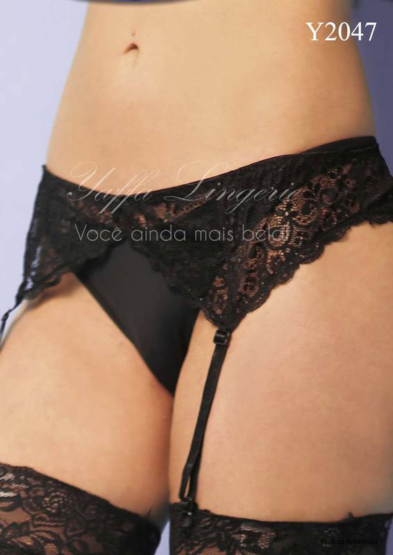 CINTA LIGA RENDADA PRETA ALTA QUALIDADE