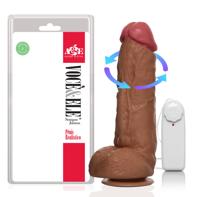 PROTESE COM CONTROLE E VENTOSA VIBRA EM MOVIMENTOS CIRCULARES 19X5X5,5CM