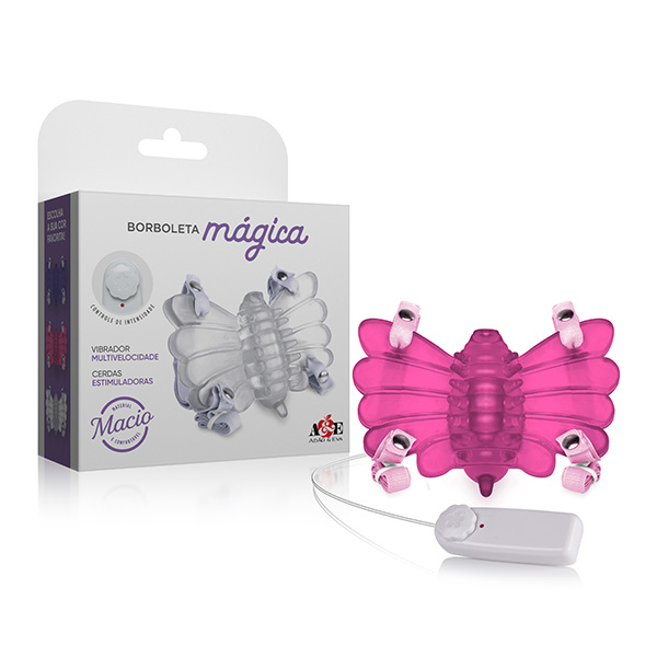 MASSAGEADOR BORBOLETA MAGICA ROSA COM CONTROLE MULTIVELOCIDADE