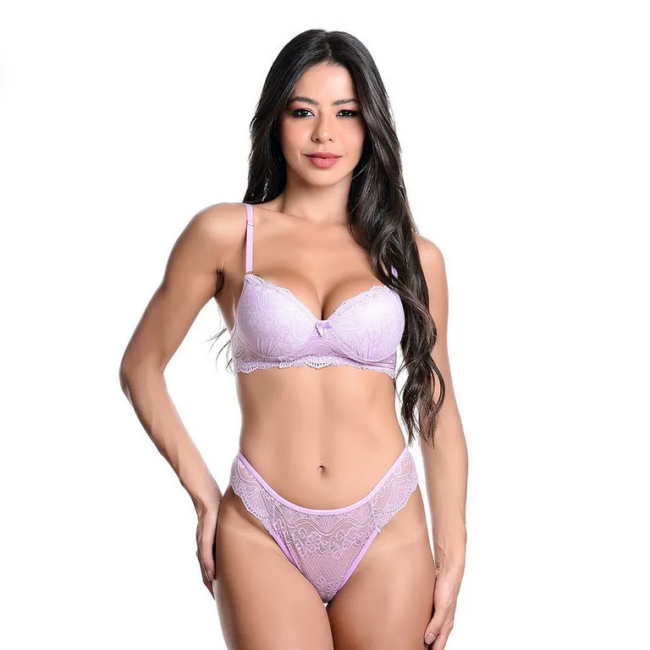 CONJUNTO FIO DENTAL RENDADO COM LACINHO LILÁS