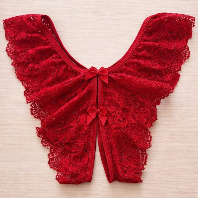 CALCINHA ABERTA EM RENDA VERMELHA COM LACINHO