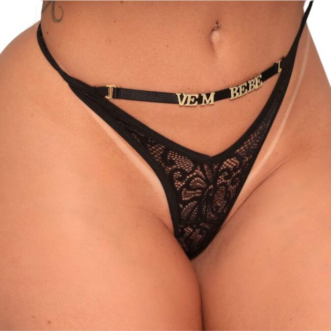 CALCINHA PERSONALIZÁVEL NA FRENTE PRETA