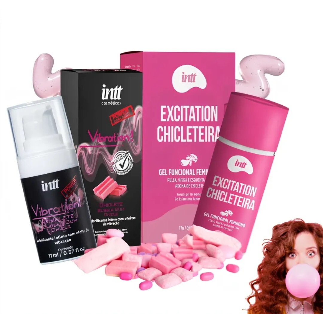 KIT ESGUICHADA SUPER VIBRADOR LIQUIDO + POTENTE EXCITANTE INTERNO CHICLETEIRA