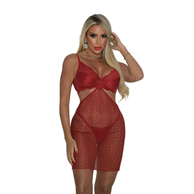 CAMISOLA EM TULE SEM BOJO COM ARO E AMARRAÇÃO EM LAÇO VERMELHO