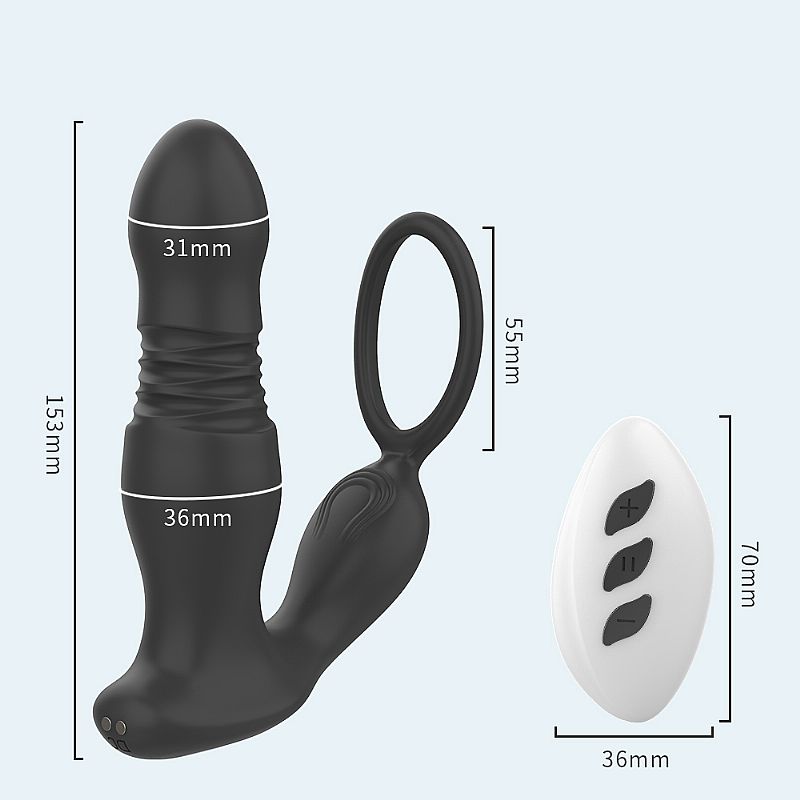 VIBRADOR PRÓSTATA VAI E VEM COM ANEL PENIANO COM CONTROLE - Imagem 6
