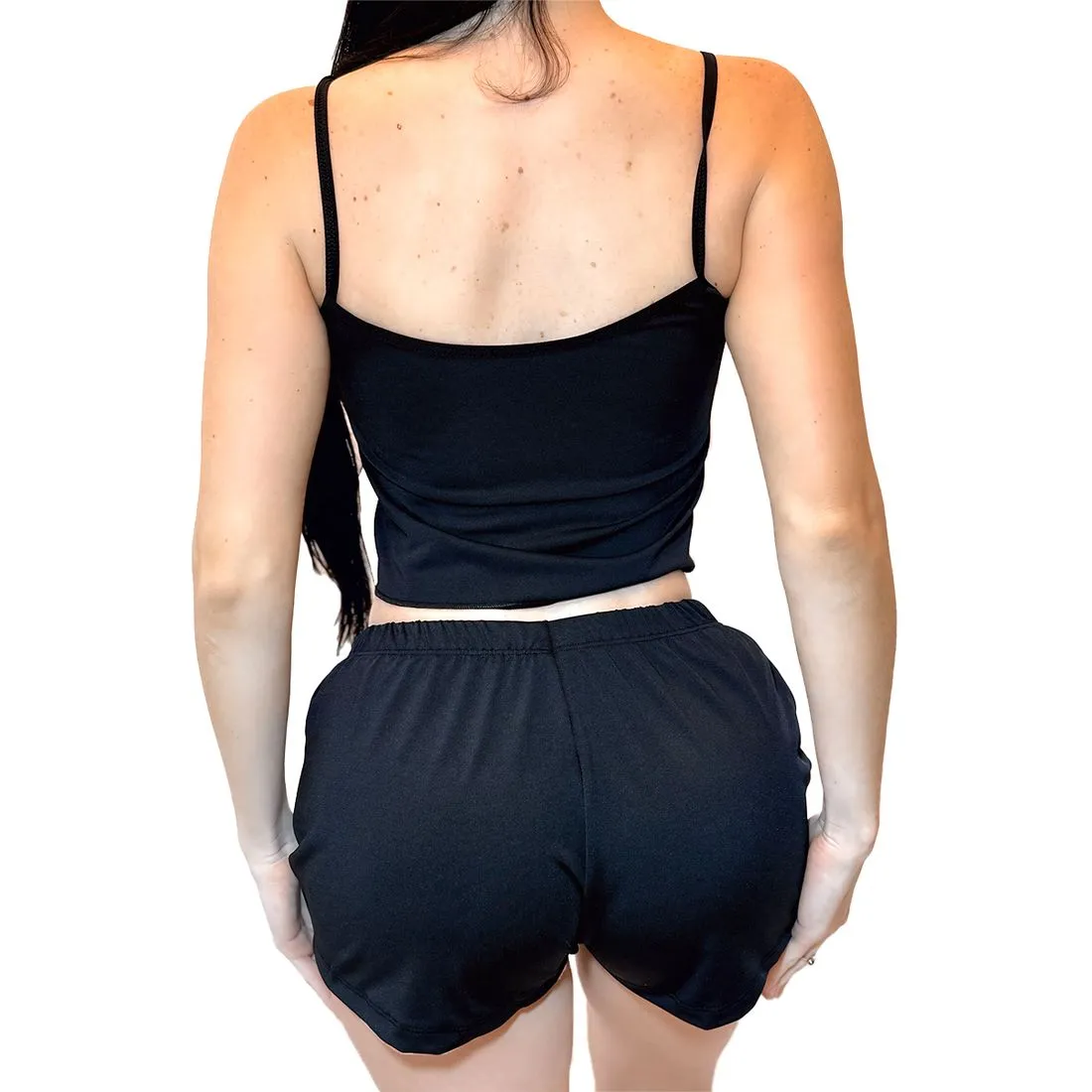 PIJAMA CURTO COM SHORT E REGATA CROPPED GATO MEOW PRETO - Imagem 2