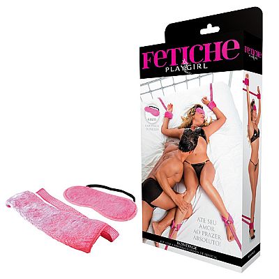 KIT COM 4 AMARRAS E VENDA DE PELÚCIA ROSA