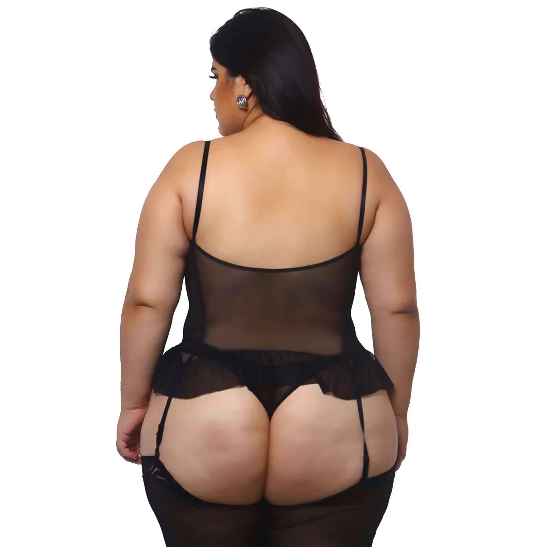 ESPARTILHO PLUS SIZE EM TULE COM DETALHES EM RENDA E ZÍPER FRONTAL - Imagem 2