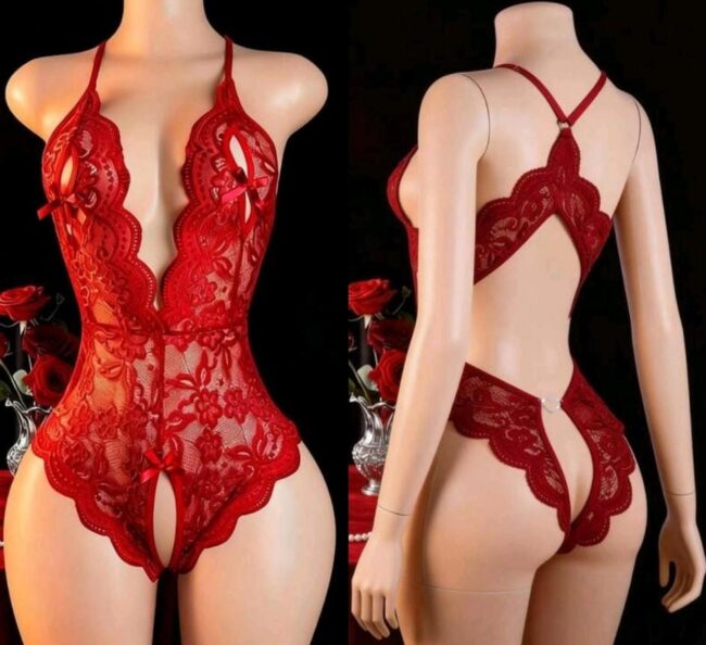 BODY RENDADO VERMELHO COM ABERTURAS SENSUAIS ATÉ TAMANHO GG