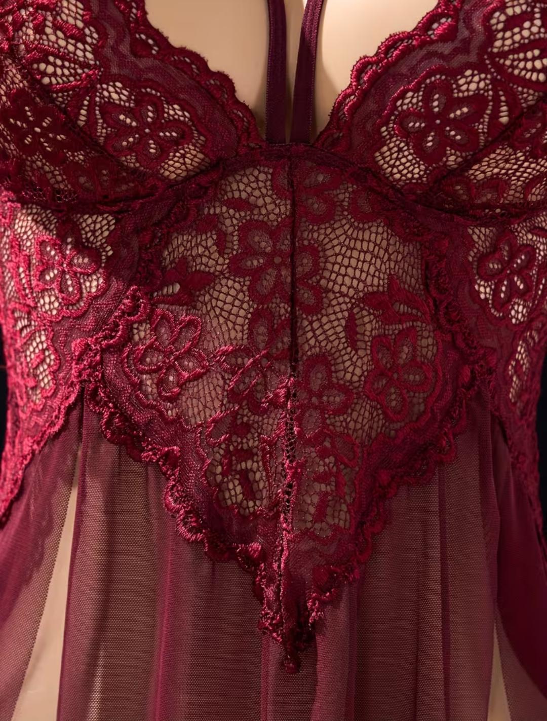 CAMISOLA SENSUAL EM TULE E RENDA COM CALCINHA - Imagem 6