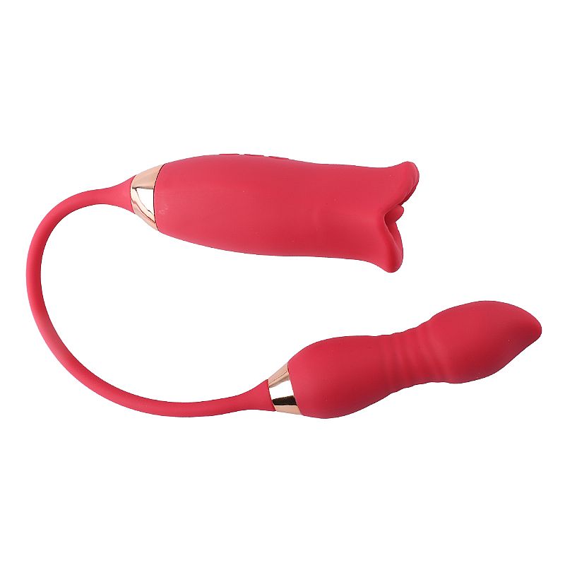 DUPLO VIBRADOR DE CLITÓRIS FORMATO DE BOCA COM BULLET VAI E VEM - Imagem 2