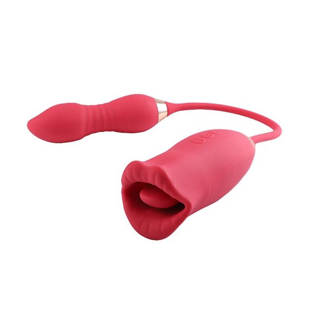 DUPLO VIBRADOR DE CLITÓRIS FORMATO DE BOCA COM BULLET VAI E VEM