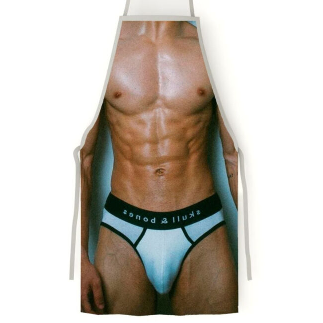 AVENTAL SEXY MASCULINO 3D COM CUECA PRETA E BRANCA