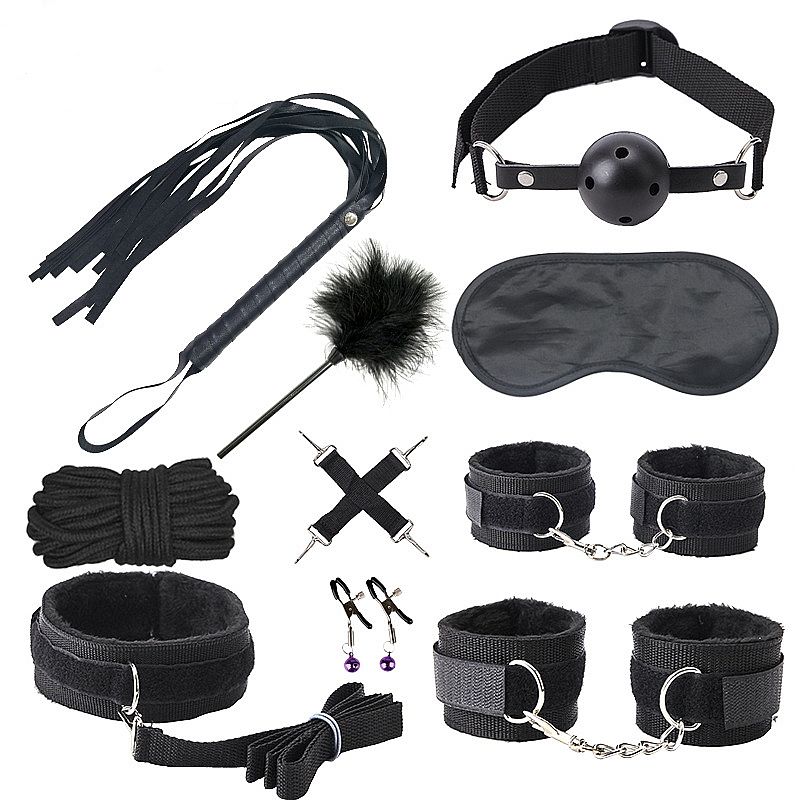 KIT SADO PRETO COURO COMPLETO 8 ITENS BLACK