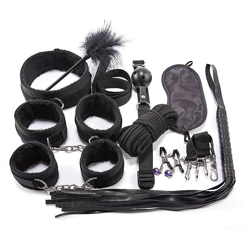 KIT SADO PRETO COURO COMPLETO 8 ITENS BLACK - Imagem 2