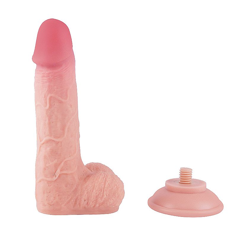PENIS DUPLA CAMADA PELE MOVEL ULTRA REALISTICO COM ESCORTO COM VENTOSA REMOVIVEL BEGE 19,5X4,0CM - Imagem 2
