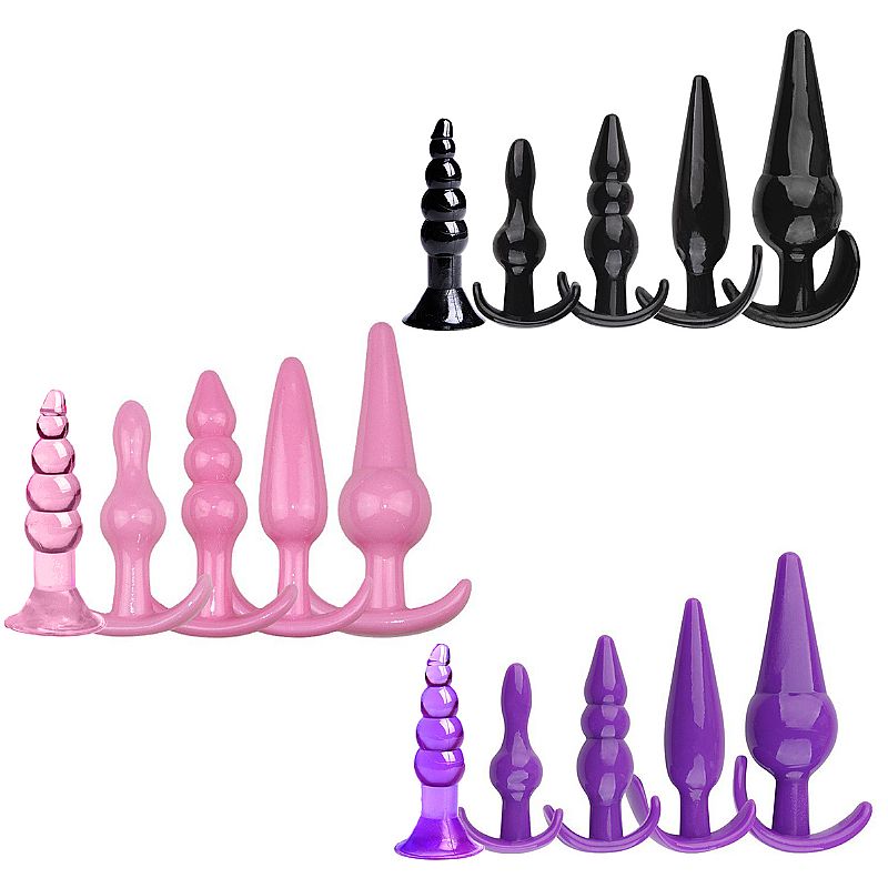 KIT PLUG ANAL 5 PEÇAS SILICONE FLEXIVEL