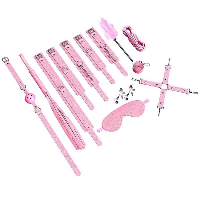 KIT SADO COURO COMPLETO 10 ITENS ROSA
